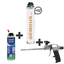 PACK PROMO 12 MOUSSES EXPANSIVES PISTOLABLES 750ML + 1 NETTOYANT + 1 PISTOLET
